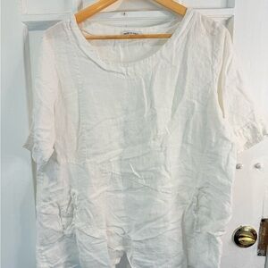 Flax Cream Linen Short Sleeve Top